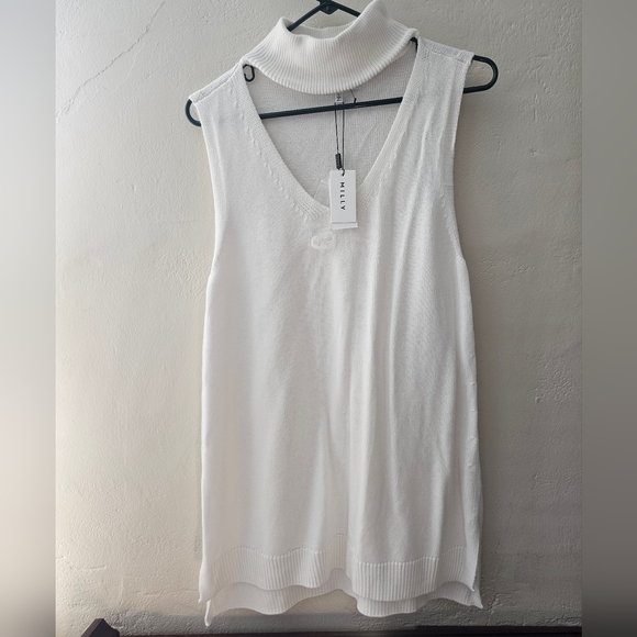 Revolve Milly Cotton-Blend Tunic with Ribbed Neckline and Hem Turtleneck - Picture 3 of 10